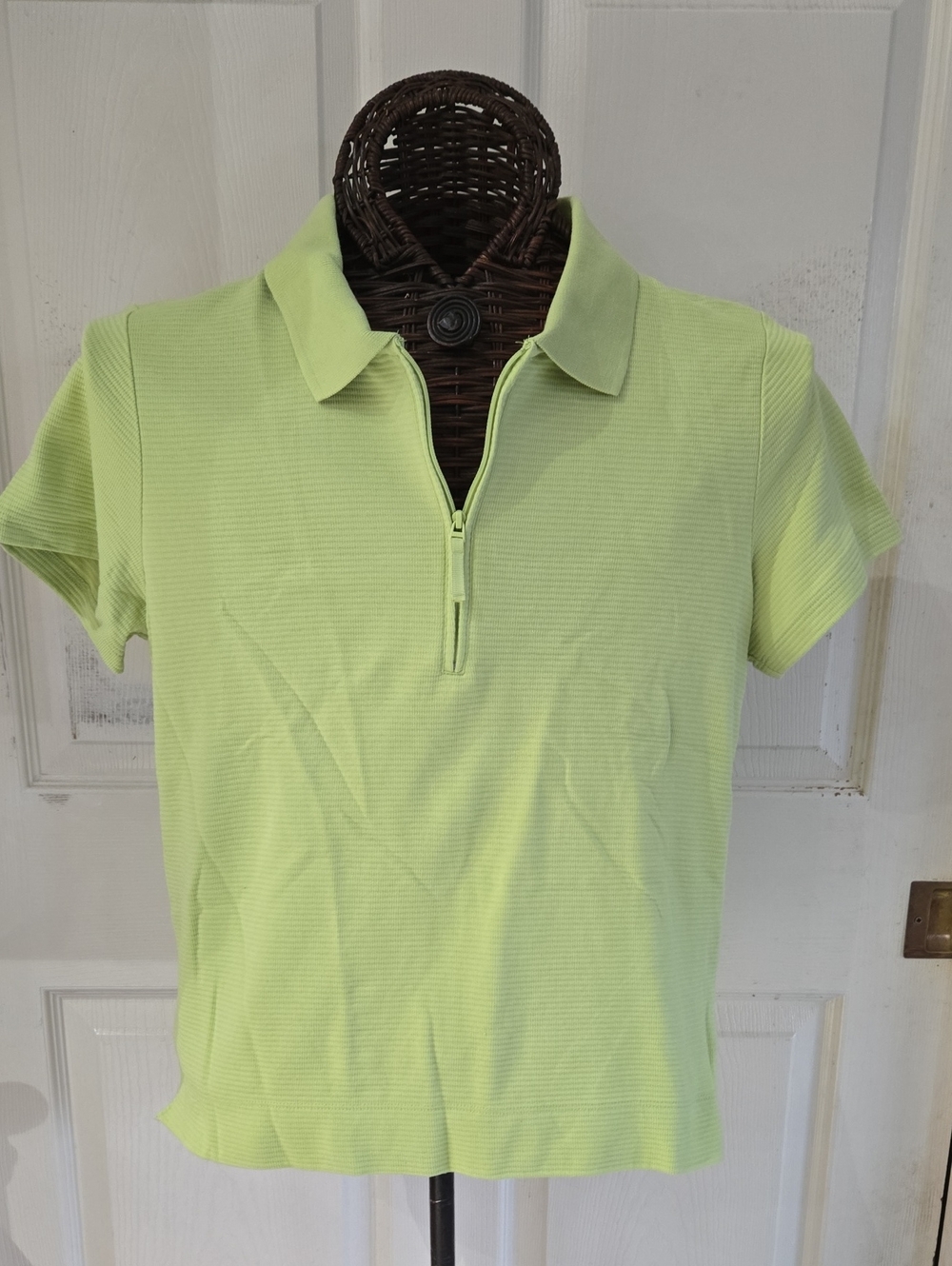 Liz Golf Women's Light Green Short Sleeve Zip Polo Top- Size XL